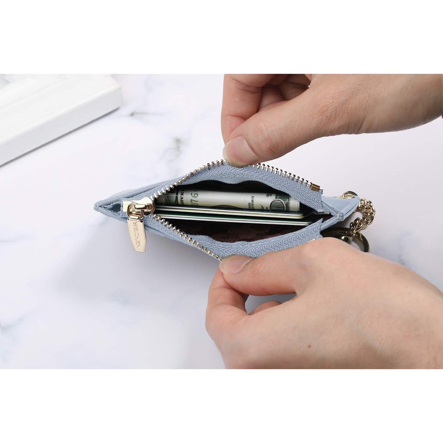 Cartera de Cuero Delgado para Mujeres Prometheism Azul