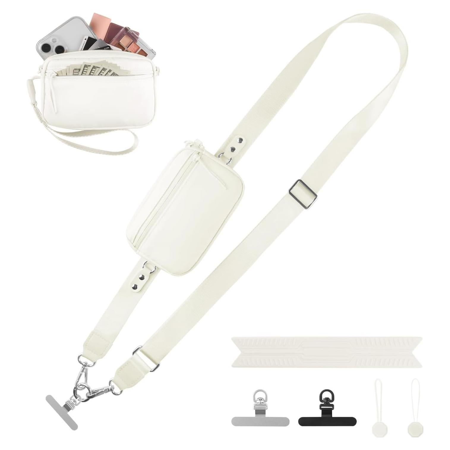 Correa Cruzada para Teléfono YFWE con Cartera RFID Crema