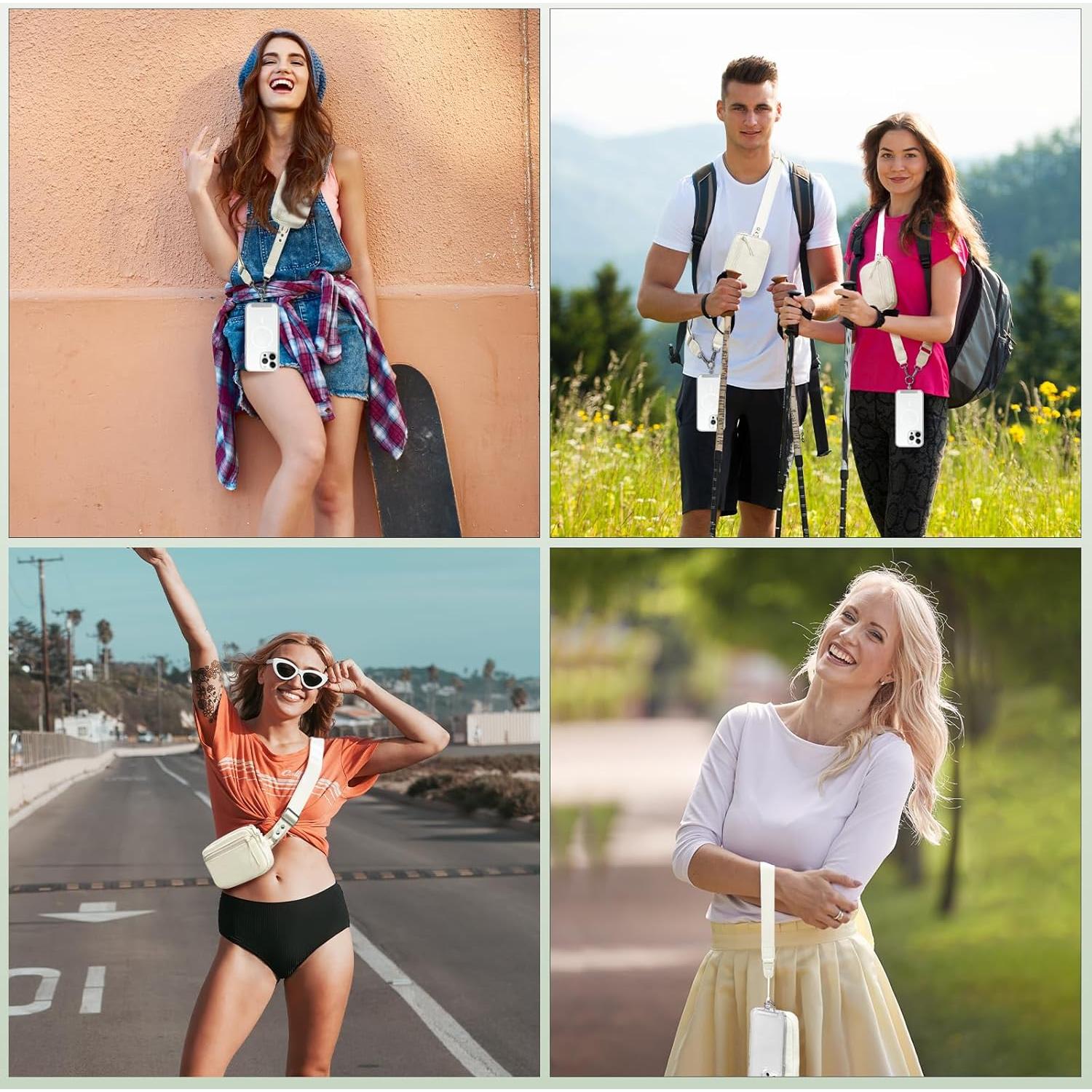 Correa Cruzada para Teléfono YFWE con Cartera RFID Crema