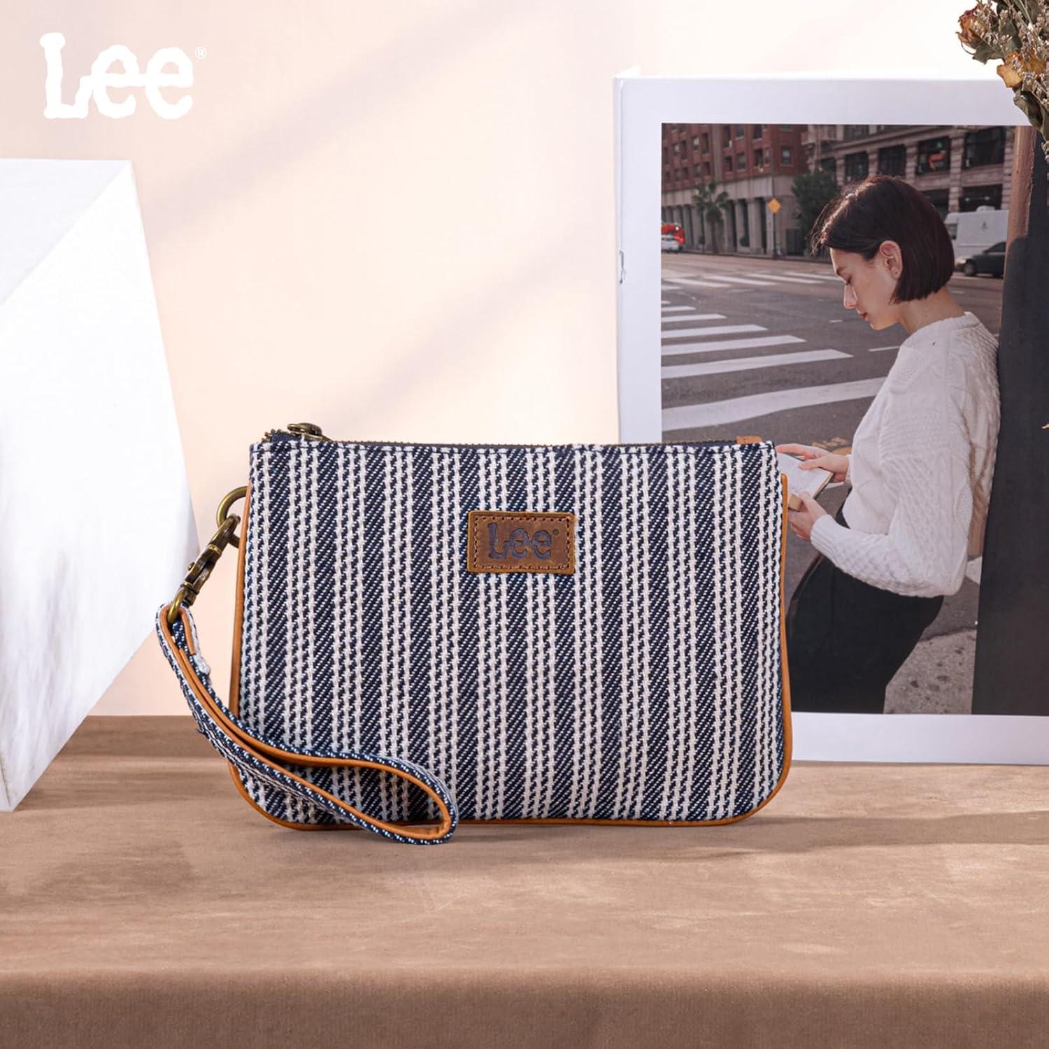 Cartera de Muñeca Grande Lee Azul Jean 21.1x15.2cm