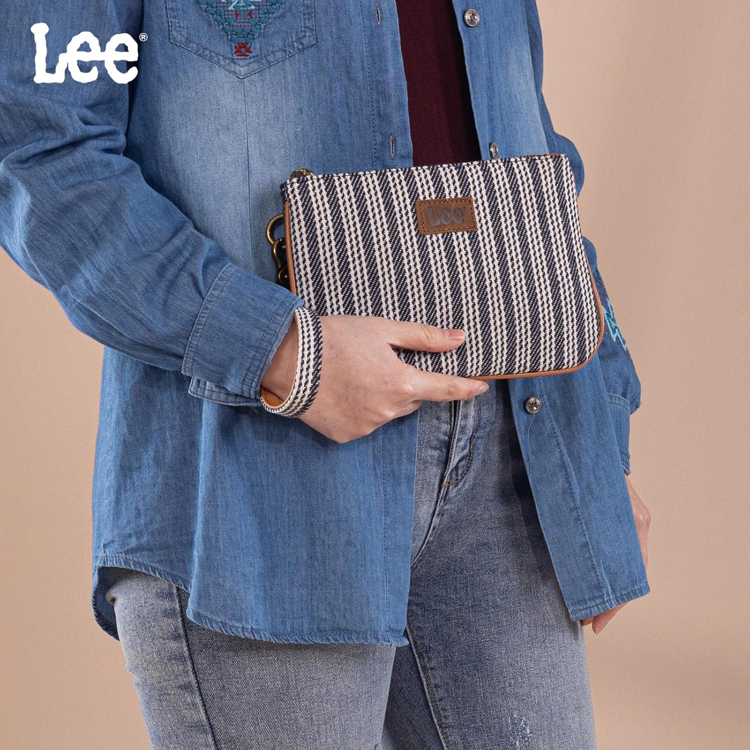 Cartera de Muñeca Grande Lee Azul Jean 21.1x15.2cm