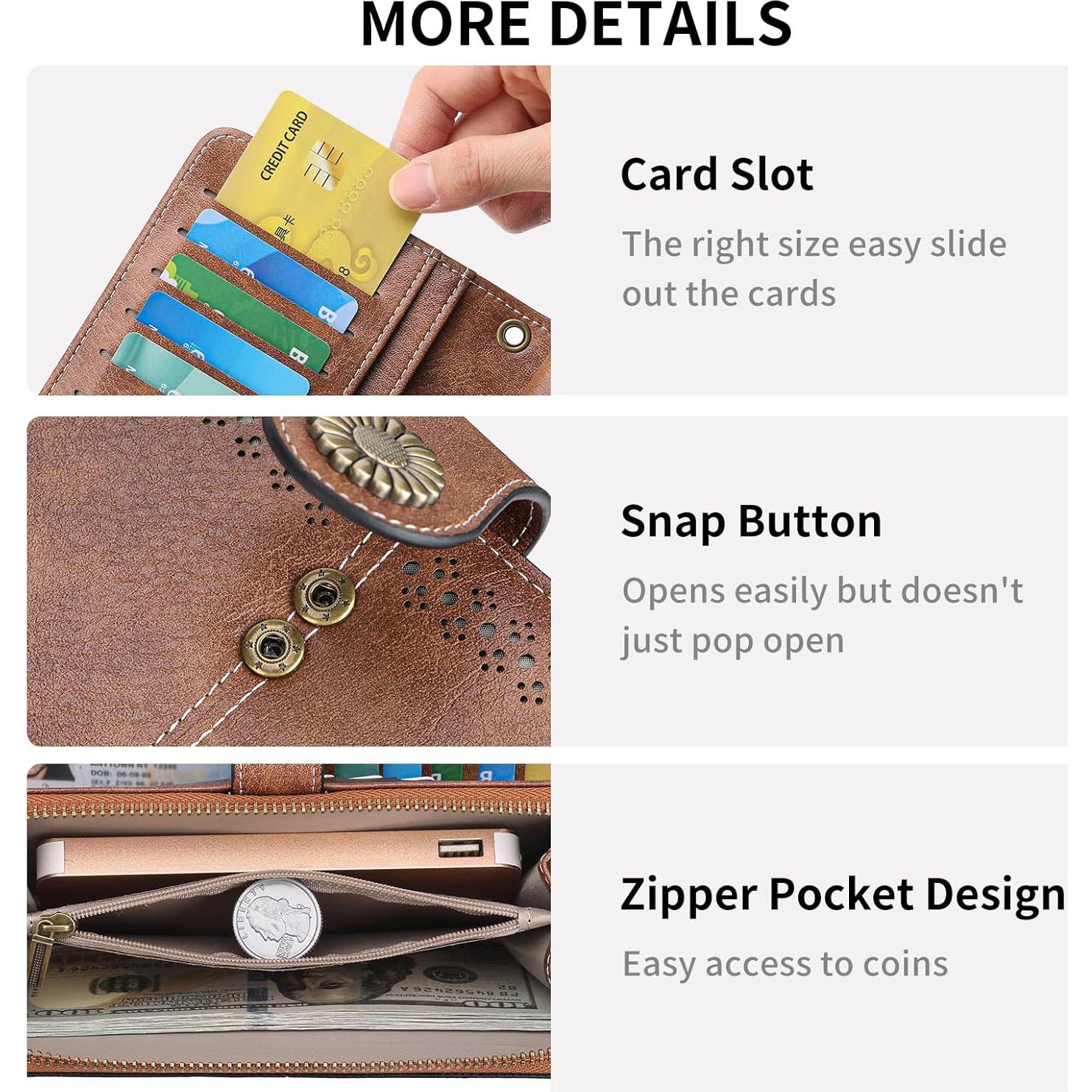 Cartera de Cuero SENDEFN para Mujeres con Bloqueo RFID