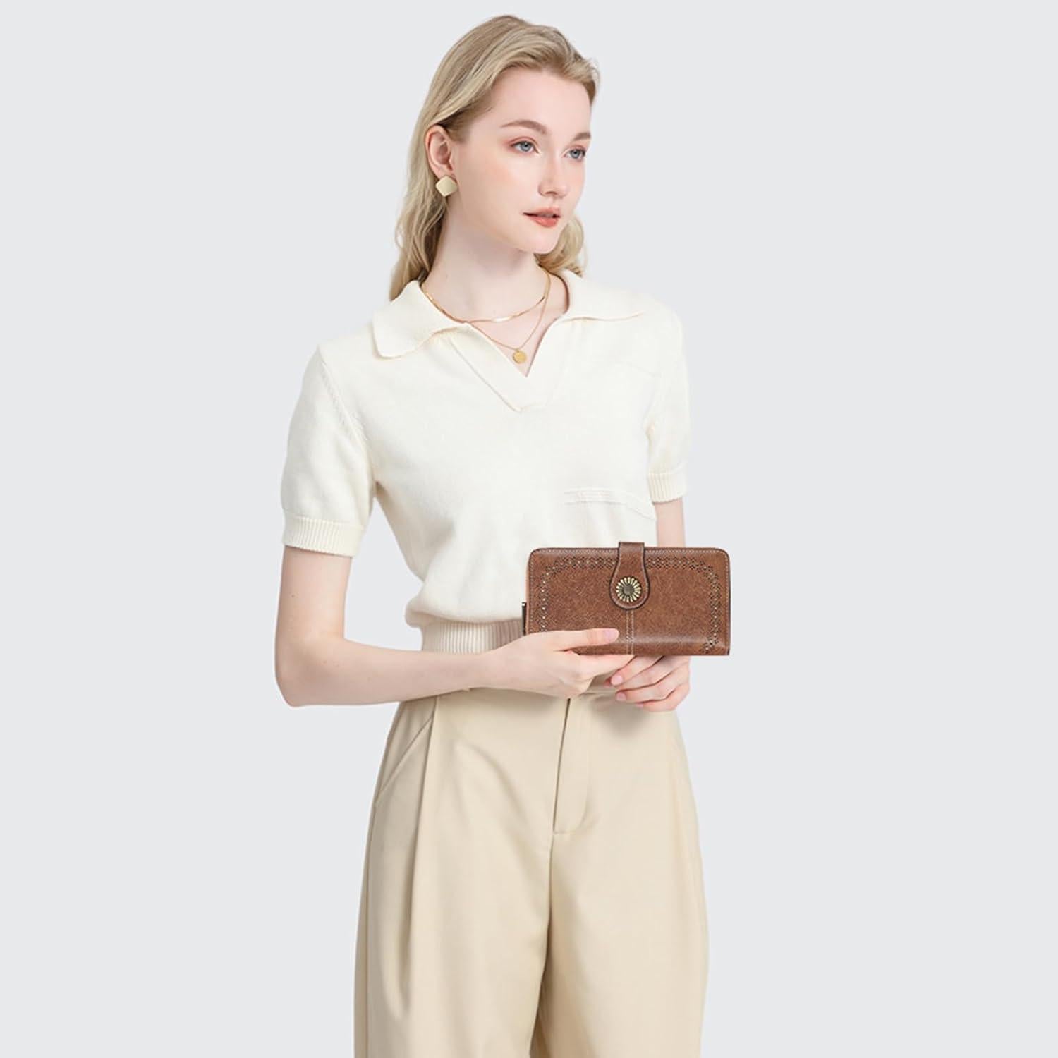 Cartera de Cuero SENDEFN para Mujeres con Bloqueo RFID