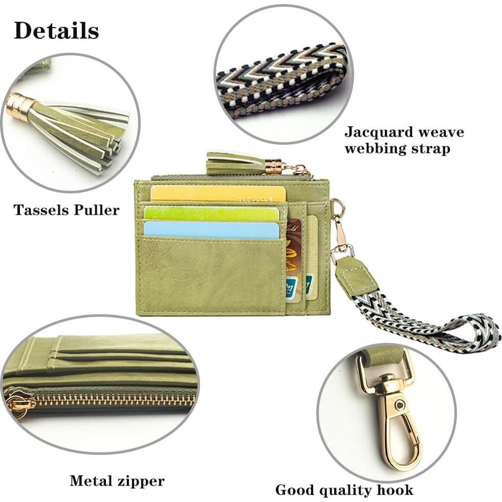 Cartera de muñeca RFID HC para mujeres - Verde, 6 ranuras