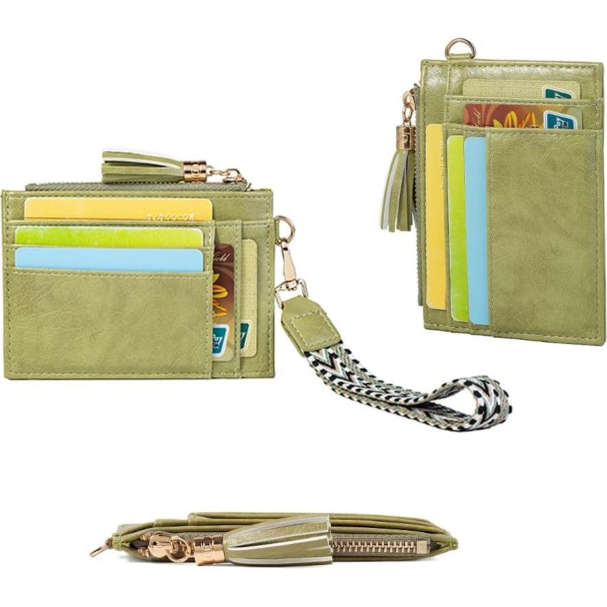 Cartera de muñeca RFID HC para mujeres - Verde, 6 ranuras