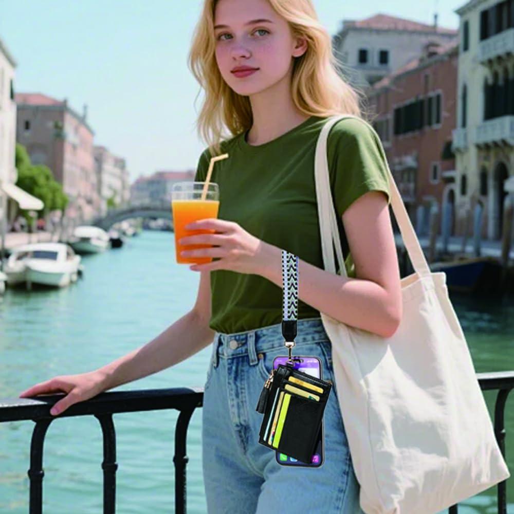 Cartera de muñeca RFID HC para mujeres - Verde, 6 ranuras