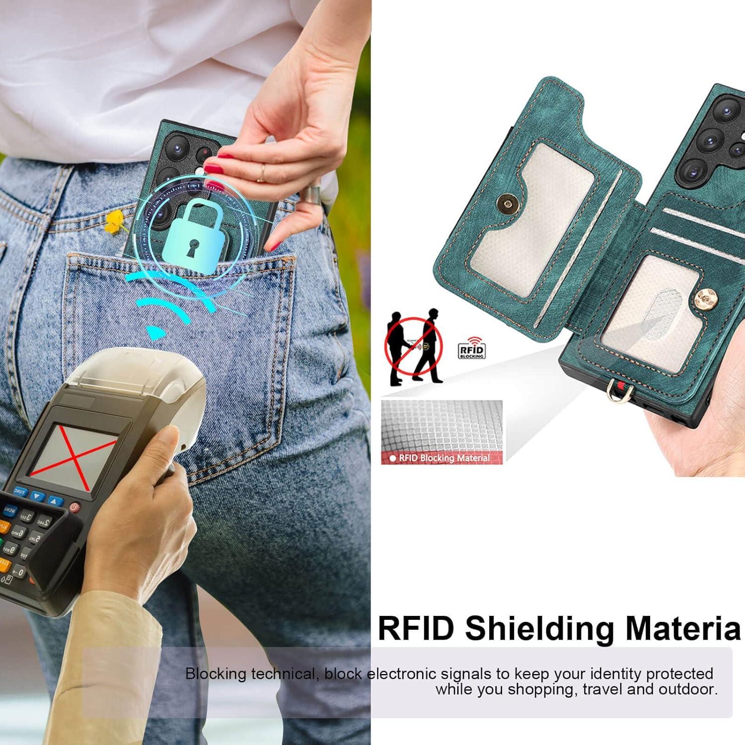 Funda JanCalm para Samsung Galaxy S22 Ultra Verde con Soporte y RFID