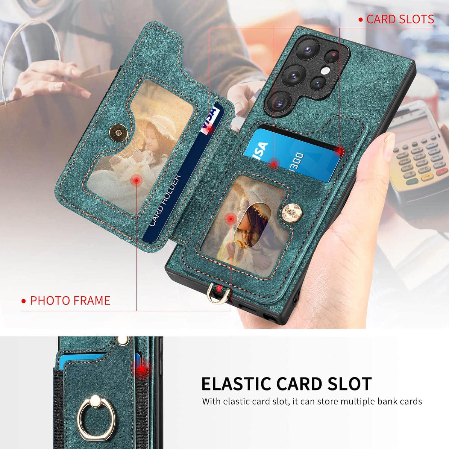 Funda JanCalm para Samsung Galaxy S22 Ultra Verde con Soporte y RFID