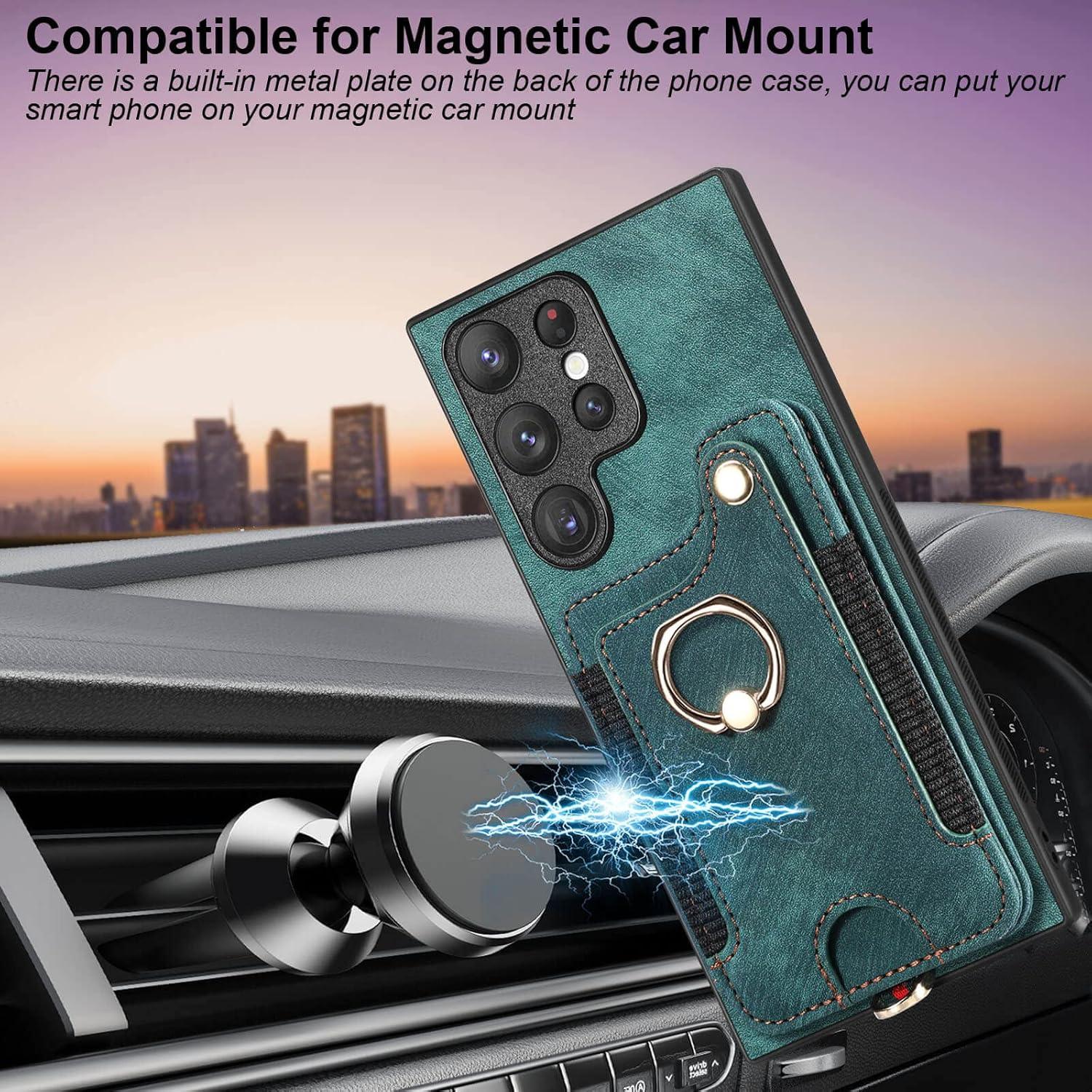 Funda JanCalm para Samsung Galaxy S22 Ultra Verde con Soporte y RFID