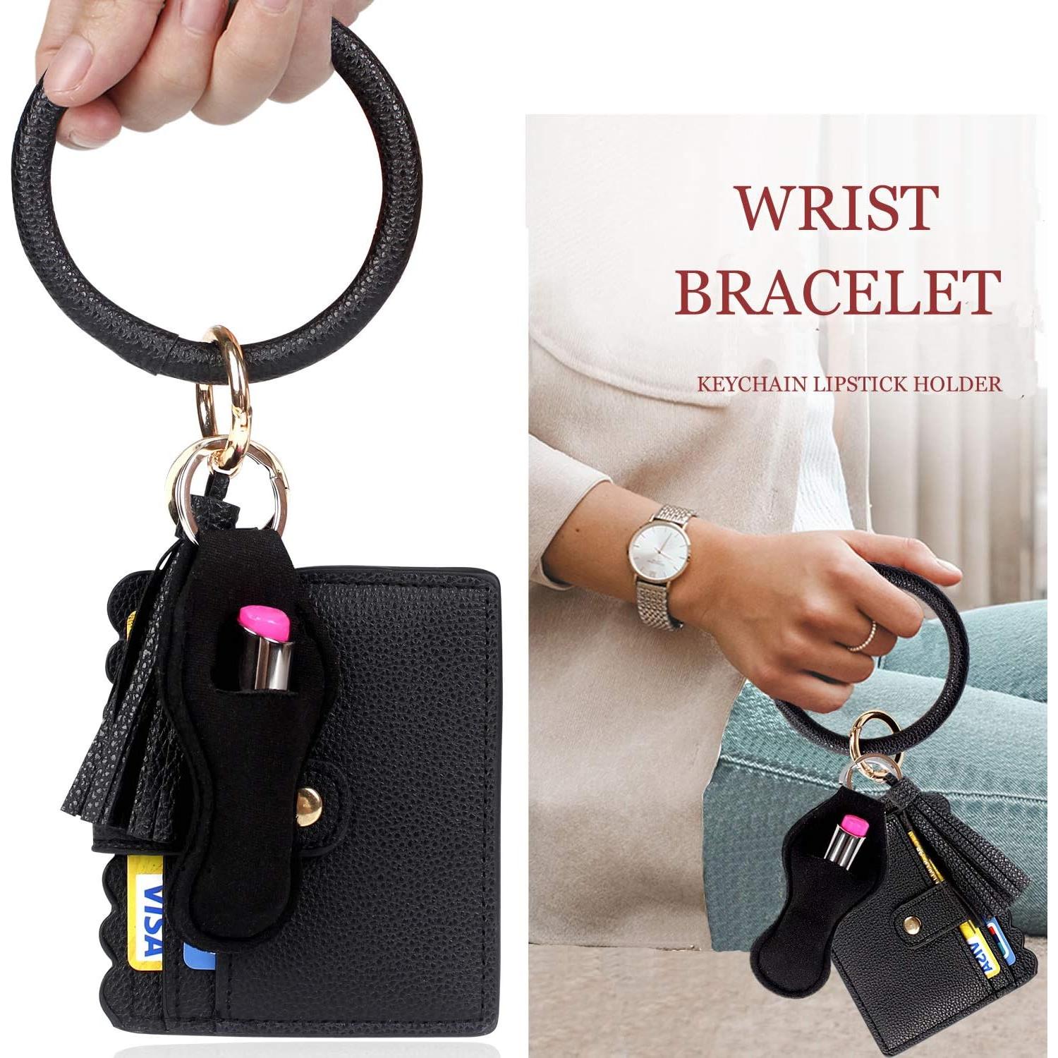 Monedero de muñeca BIHRTC con llavero y soporte labial