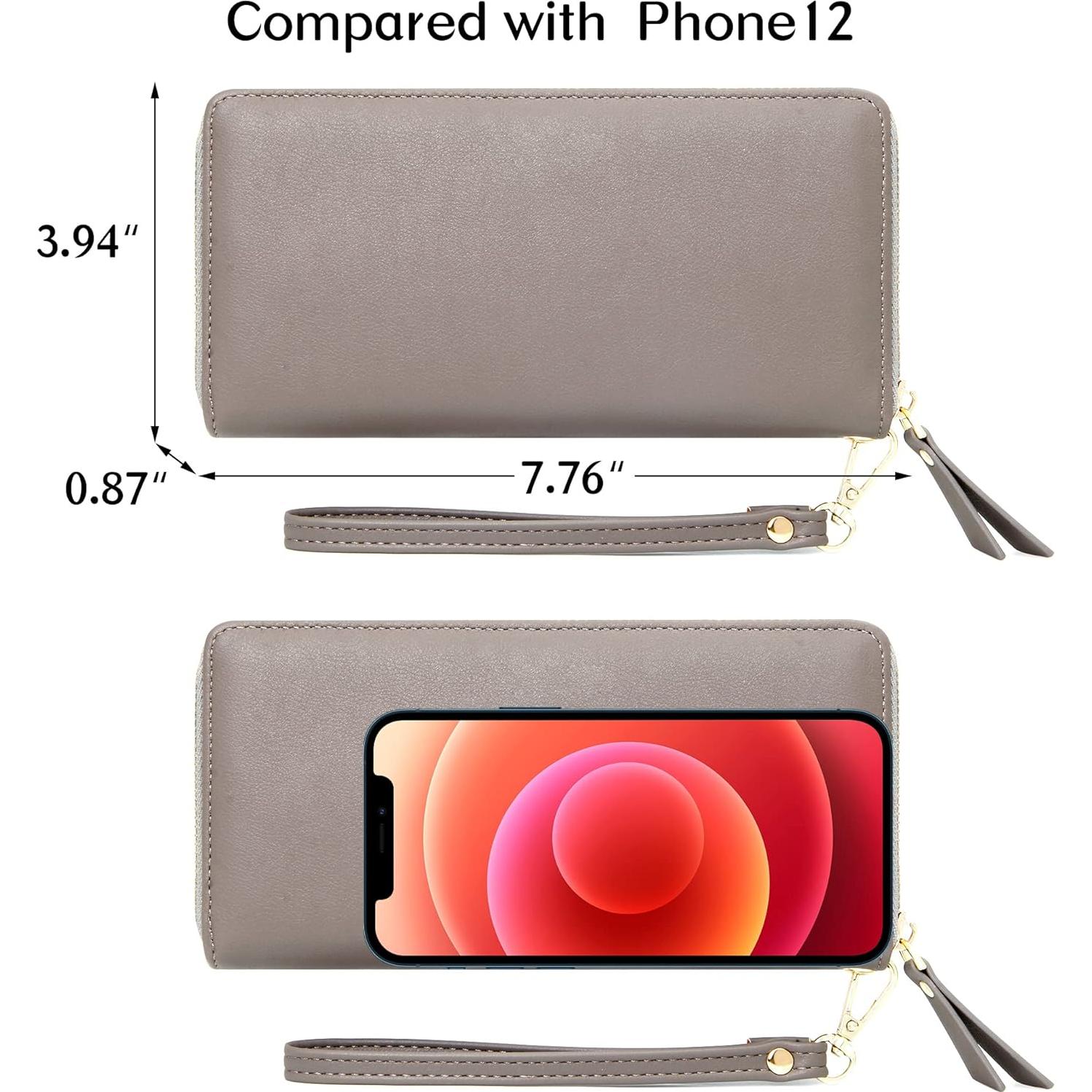 Cartera de muñeca GEEAD de cuero PU con bloqueo RFID - Gris