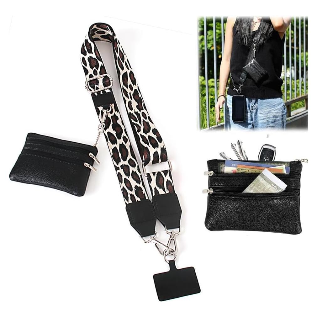 Correa Cruzada para Teléfono Baeleega con Billetera Negra