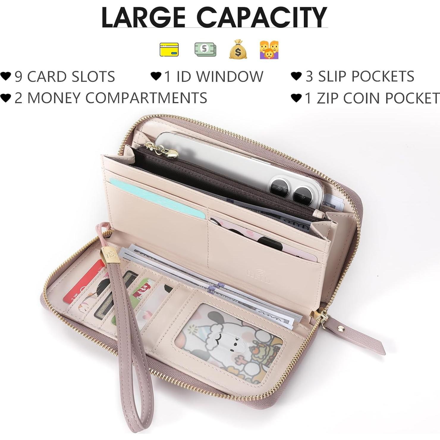 Cartera de Cuero Litchi Pomelo Mejor con Bloqueo RFID 20.1cm