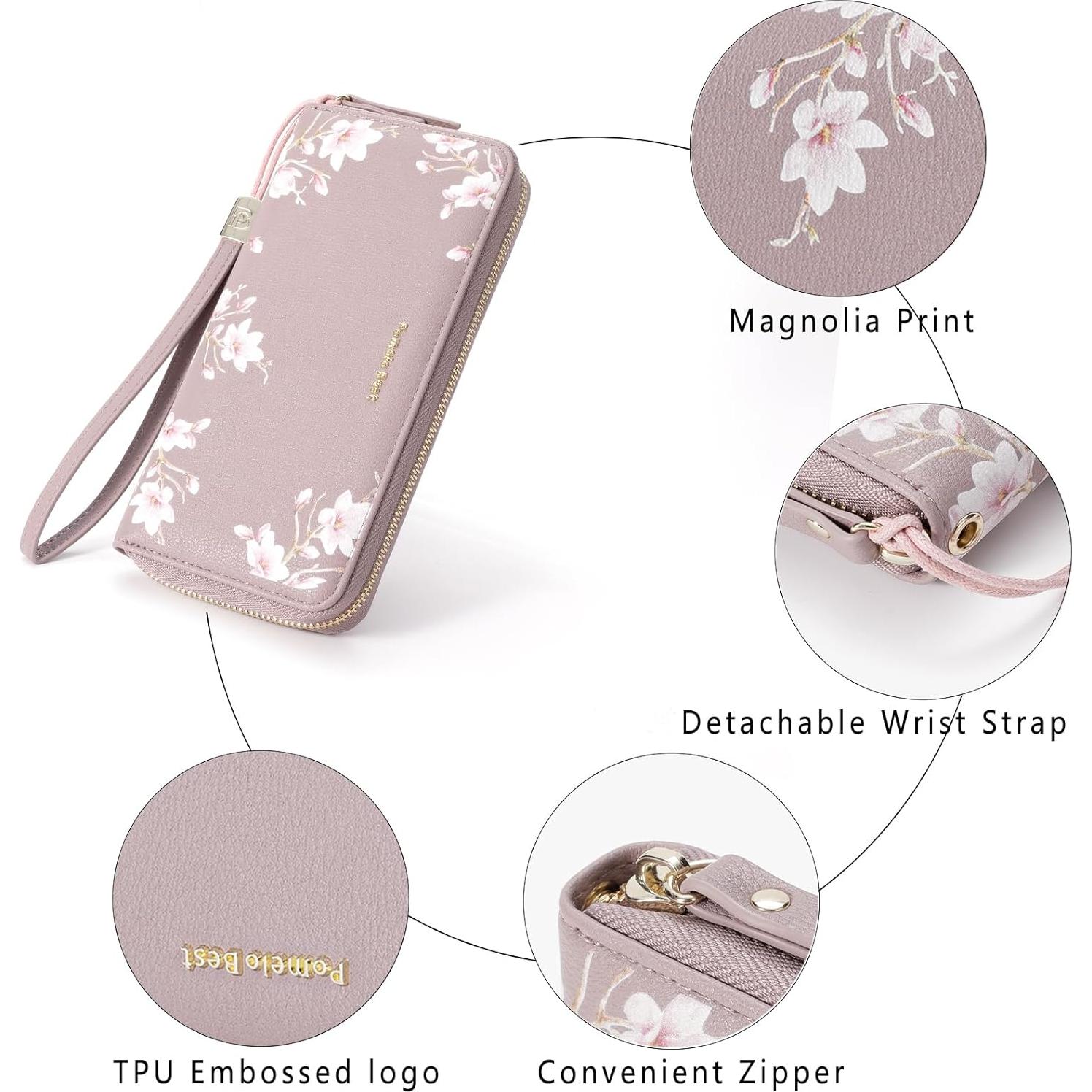 Cartera de Cuero Litchi Pomelo Mejor con Bloqueo RFID 20.1cm