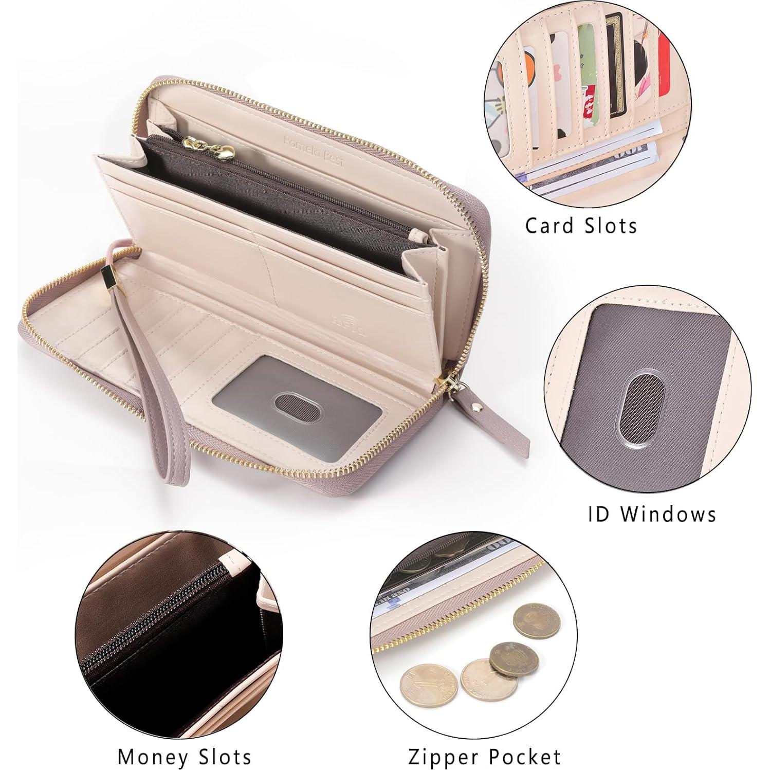 Cartera de Cuero Litchi Pomelo Mejor con Bloqueo RFID 20.1cm