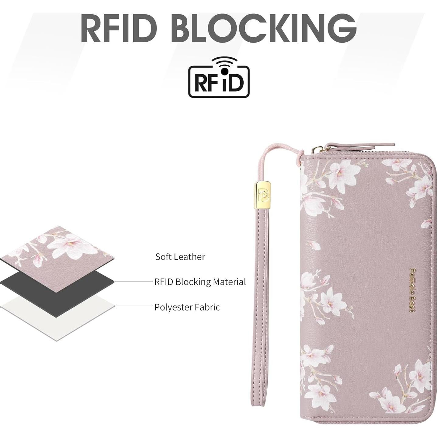 Cartera de Cuero Litchi Pomelo Mejor con Bloqueo RFID 20.1cm