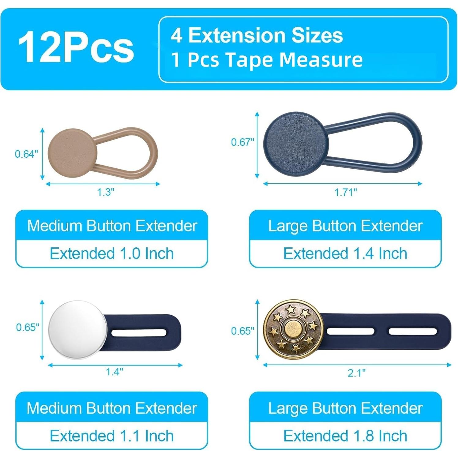 Extensores de Cintura para Pantalones EZJIAYOU - 12 Pcs Ajustables