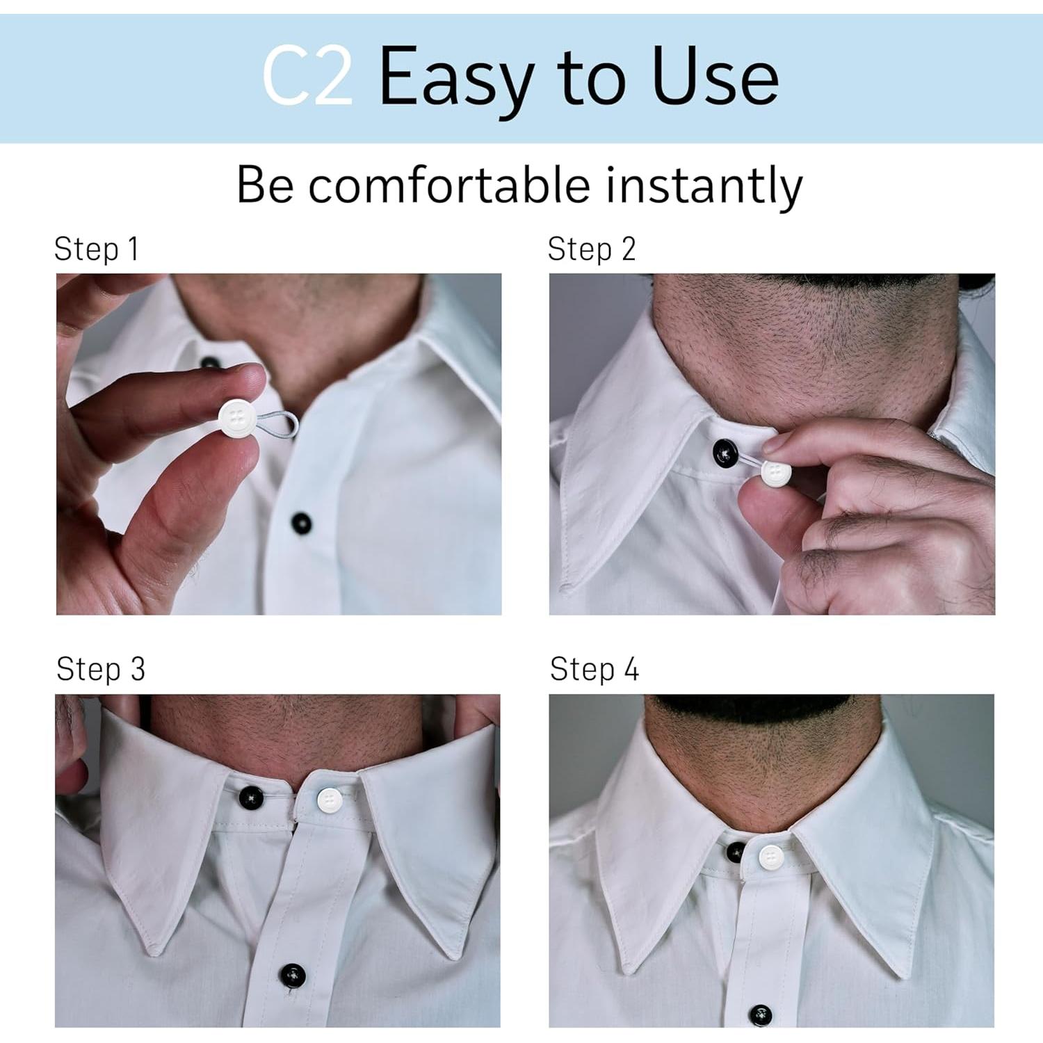 Extensores de Cuello Elástico C2 para Camisas de Hombre - 5 Piezas