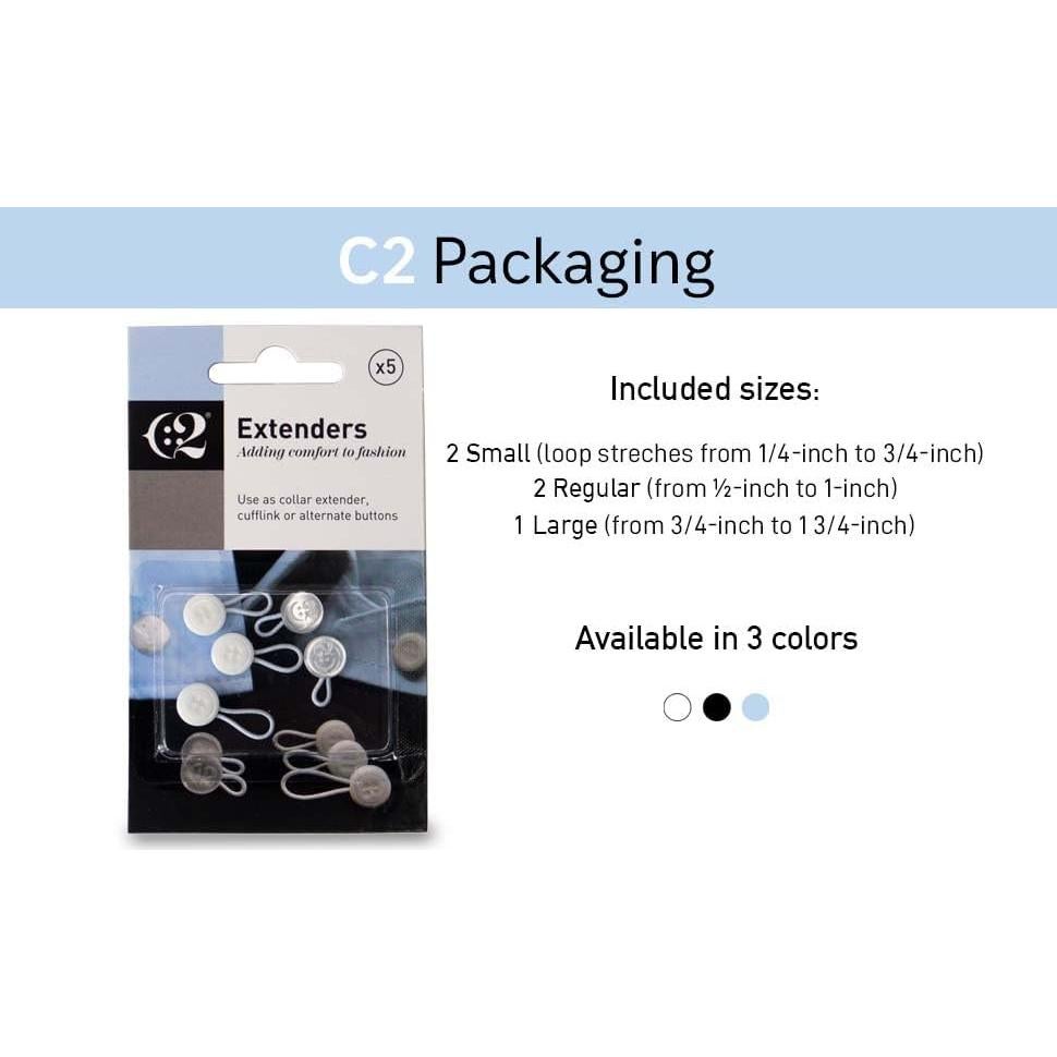 Extensores de Cuello Elástico C2 para Camisas de Hombre - 5 Piezas