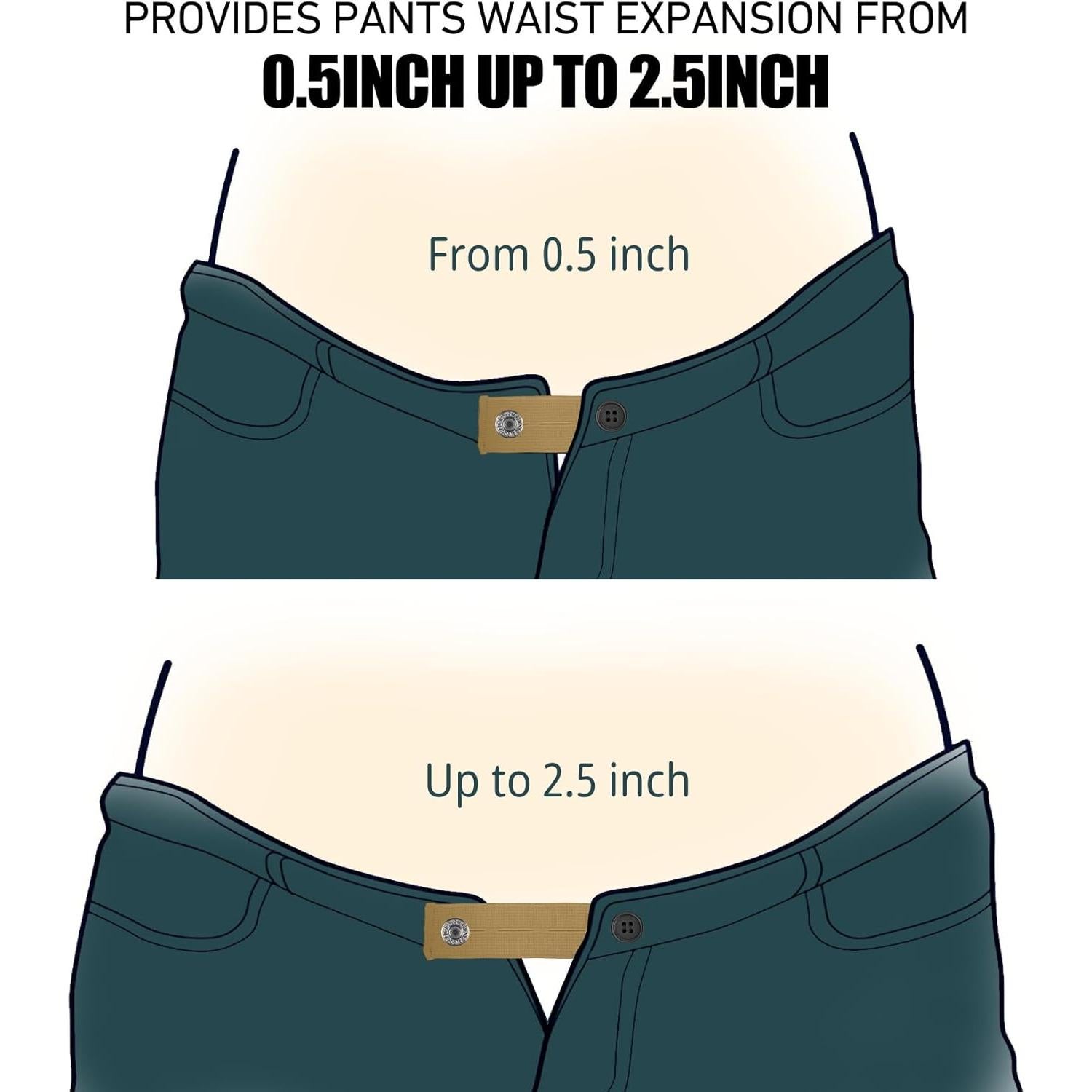 Extensores de Botón para Pantalones YUEBOSUL - 3 Pcs Caqui