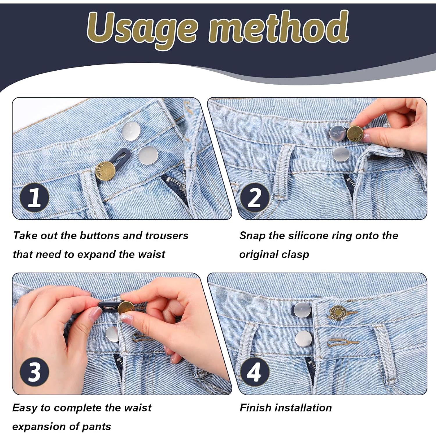 Extensores de Botón Heclia para Jeans - 12PCS, Ajuste Rápido