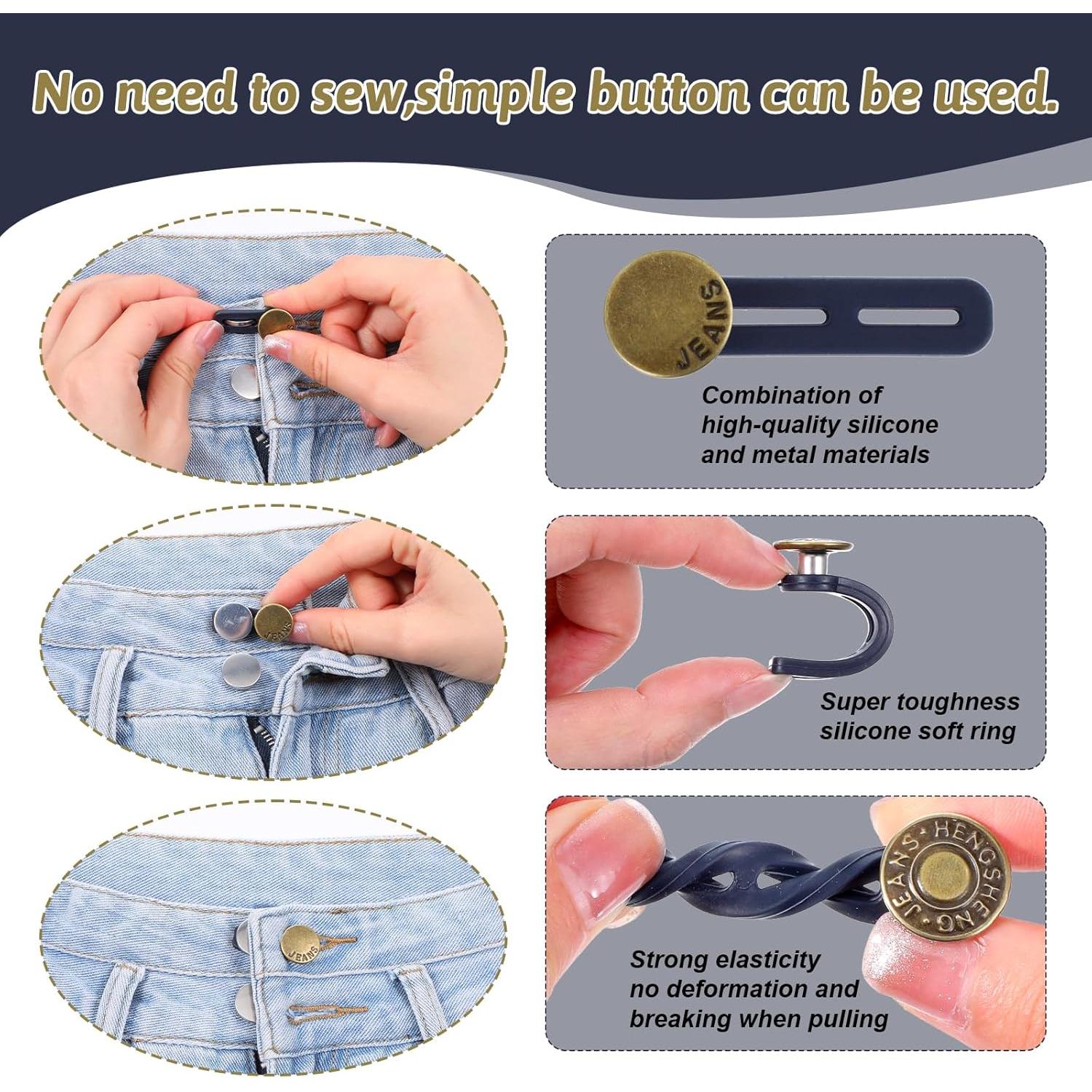 Extensores de Botón Heclia para Jeans - 12PCS, Ajuste Rápido