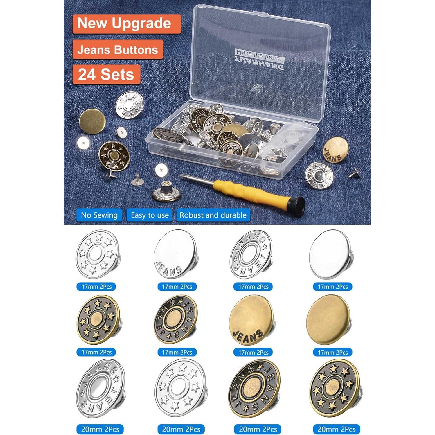 Botones de Jeans Ajustables YUANHANG - 24 Piezas Metálicas