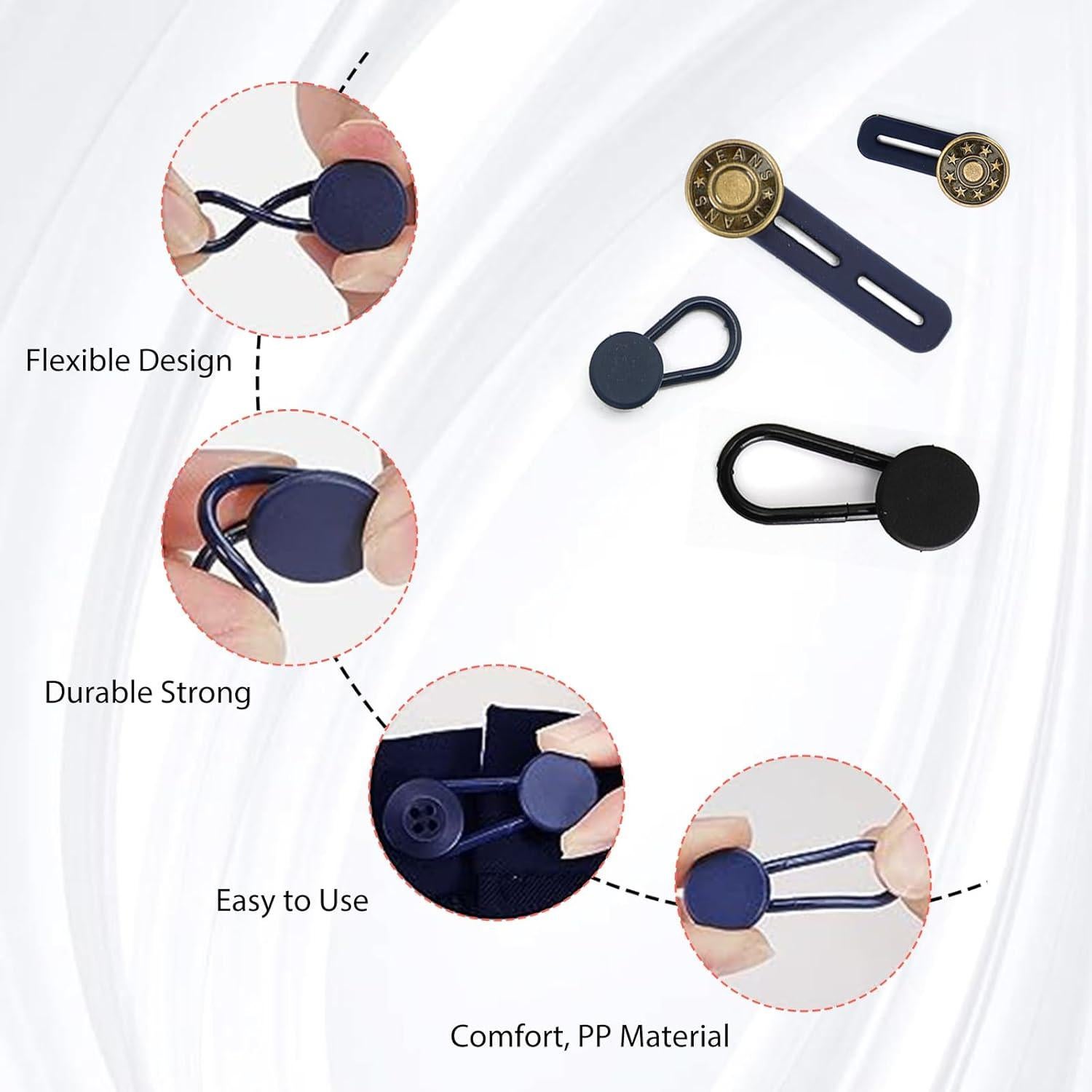 28 Extensores de Botones para Jeans Sin Coser Siutaga