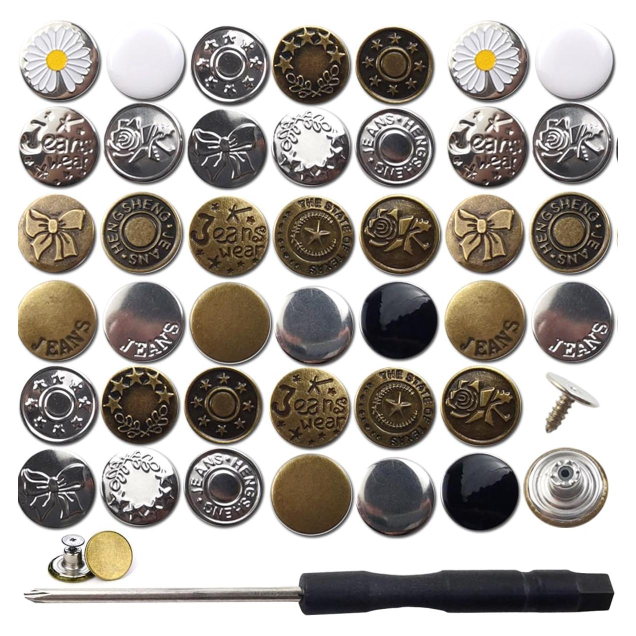 Botones de Extensión de Jean RONYOUNG 100 Piezas 17mm Multicolores