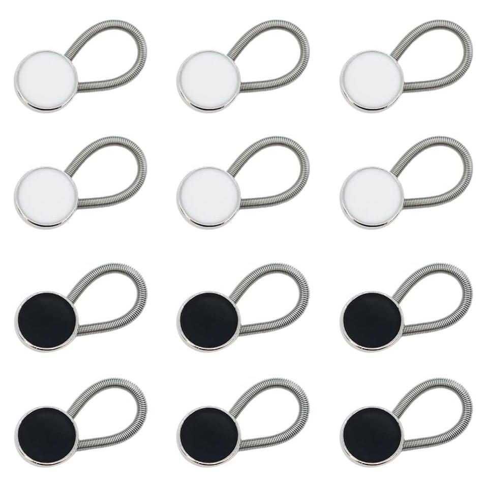 12 Extensores de Cuello Elástico LIOUCBD para Camisas - 6 Blancos y 6 Negros
