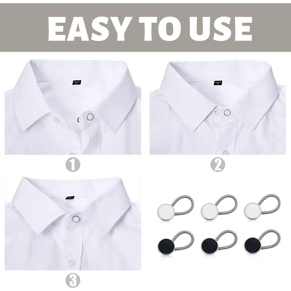 12 Extensores de Cuello Elástico LIOUCBD para Camisas - 6 Blancos y 6 Negros