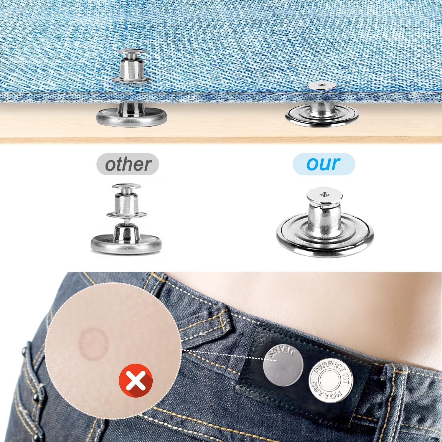 60 Botones Metálicos para Jeans Rolyta, 17mm y 20mm, Sin Coser