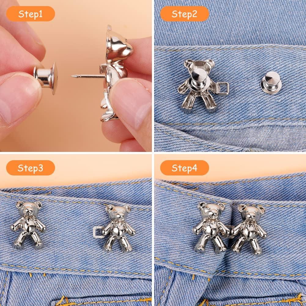 12 Botones de Jeans con Diseño de Oso - HOTUT - Multicolor