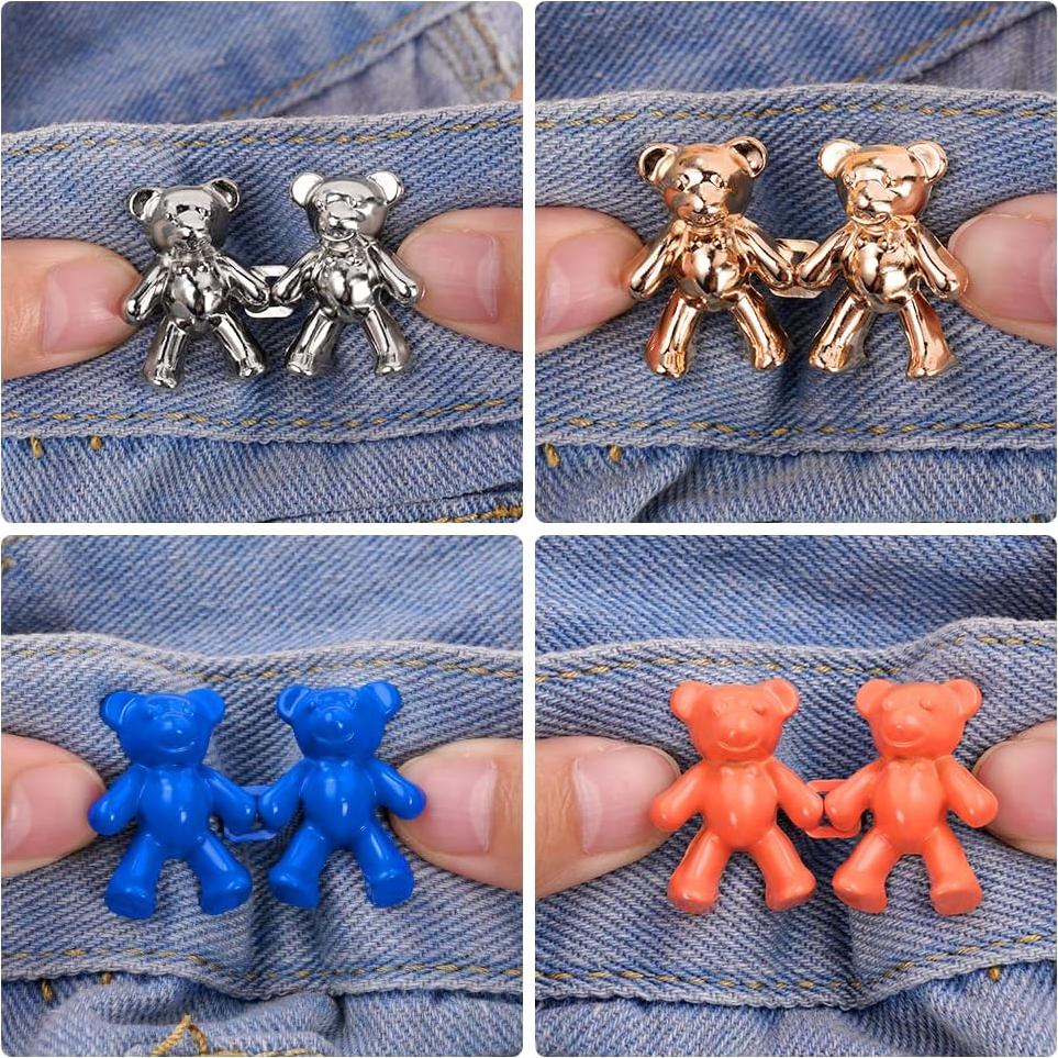 12 Botones de Jeans con Diseño de Oso - HOTUT - Multicolor