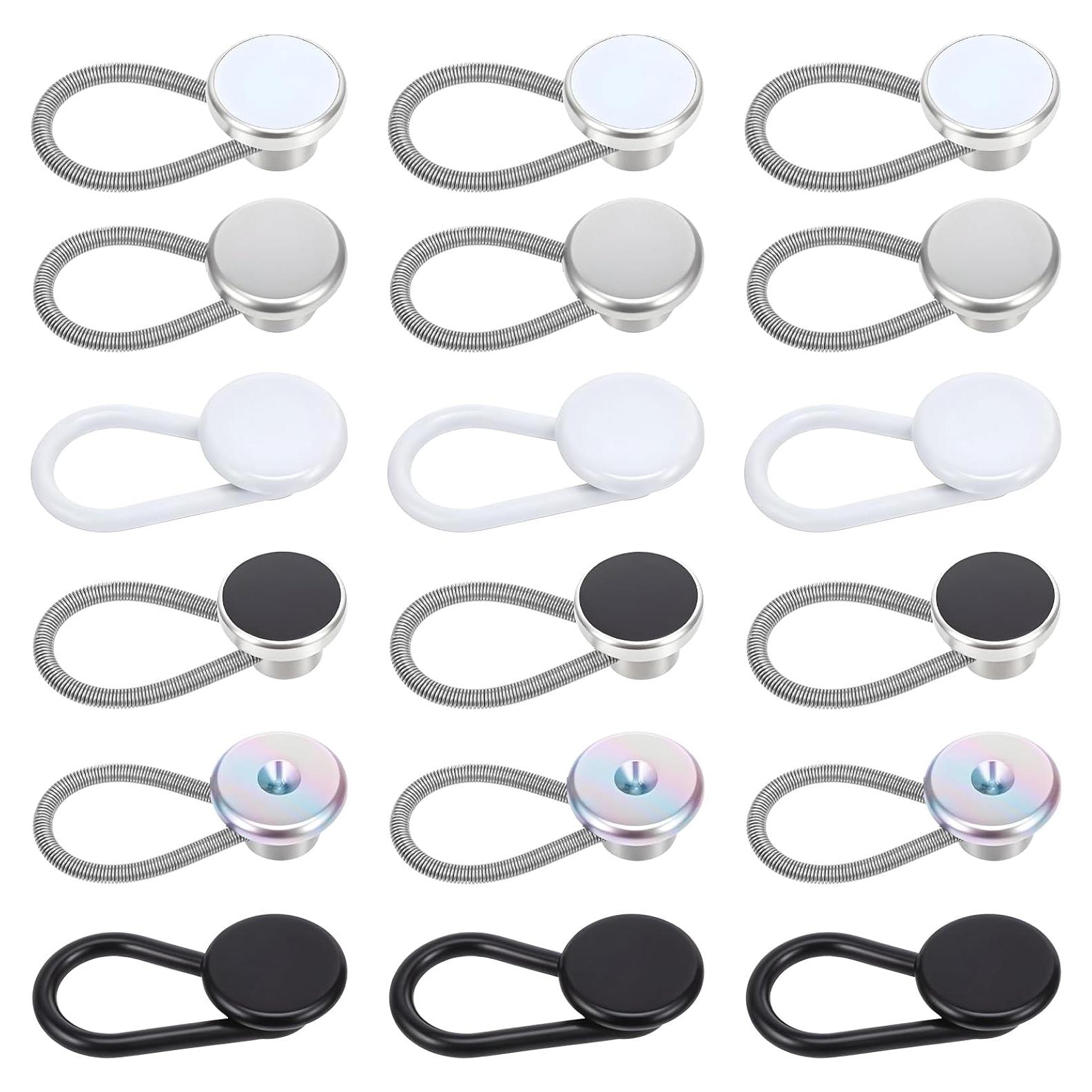 18 Extensores de Cuello de Camisa TIESOME - Negro, Blanco, Plata