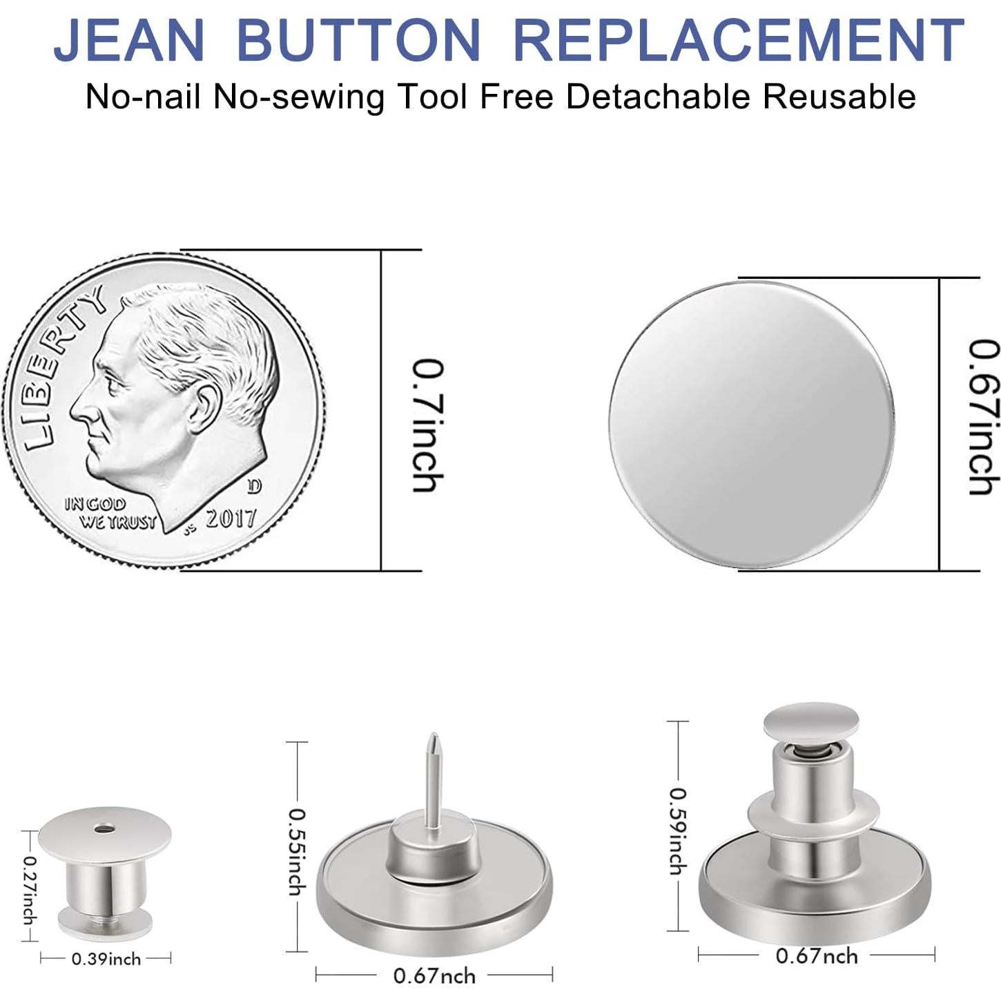 Botones de Reemplazo Sin Coser Ceryvop 12 Piezas Metal