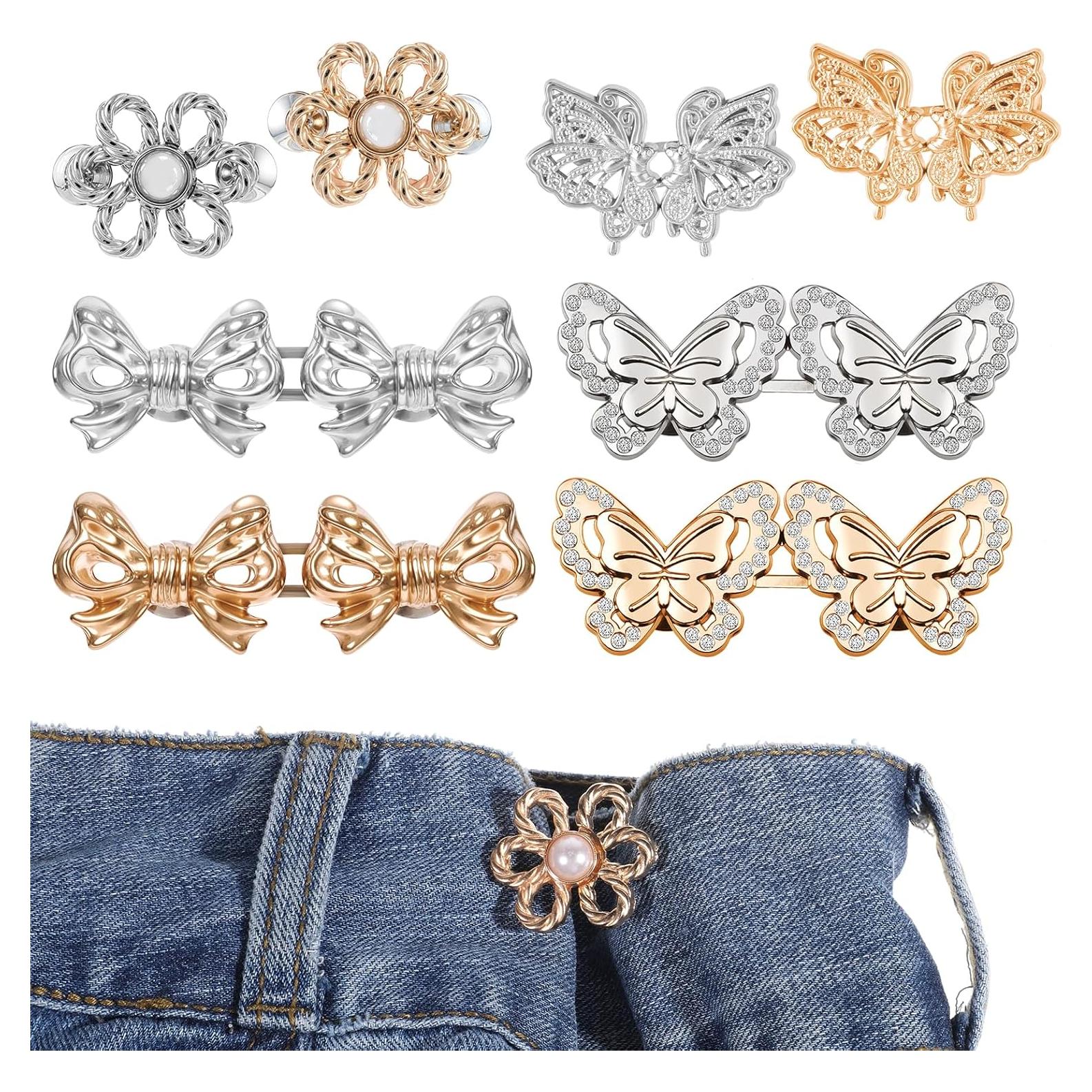 8 Clips Ajustadores de Cintura LIQWEI en Oro y Plata