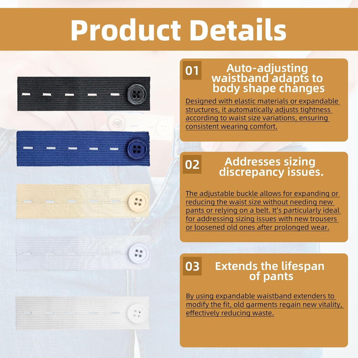 40 Piezas Extensores de Cintura Elásticos LJZP Ajustables