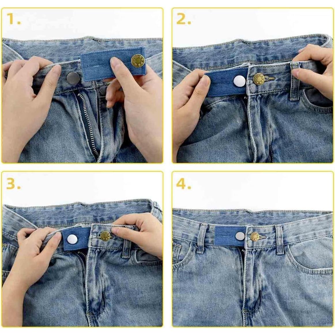 Extensores de Cintura de Mezclilla Sndperiexam 4 Colores Ajustables