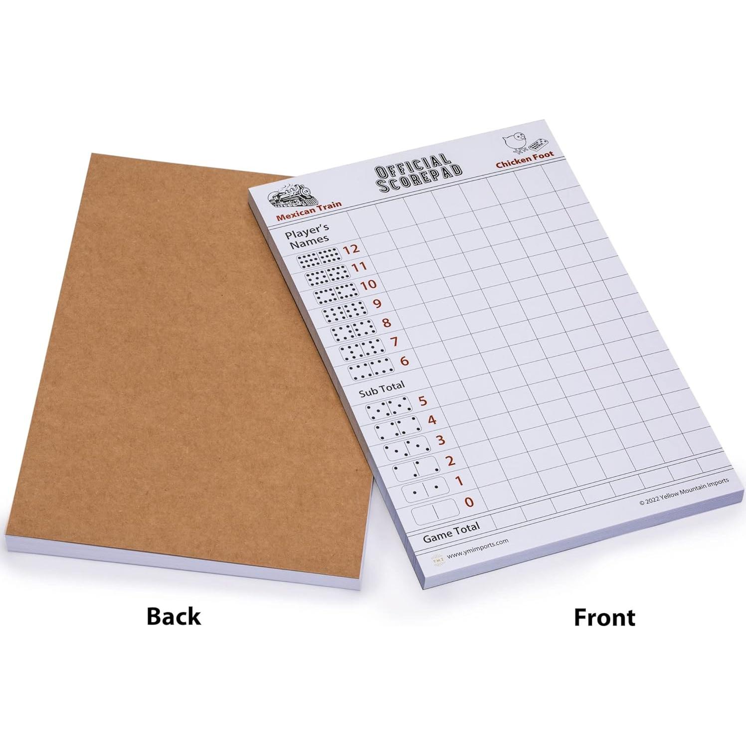 Papel de Puntuación para Dominó Mexican Train y Chicken Foot - Yellow Mountain Imports - 60 Hojas