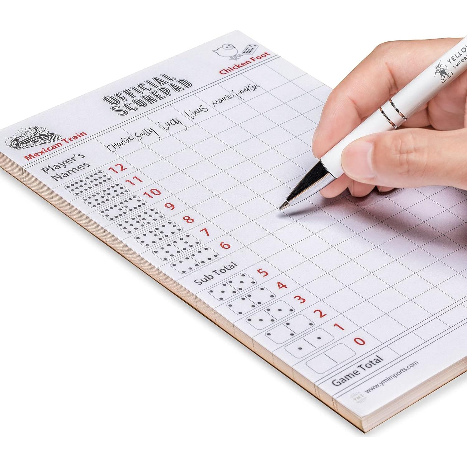 Papel de Puntuación para Dominó Mexican Train y Chicken Foot - Yellow Mountain Imports - 60 Hojas