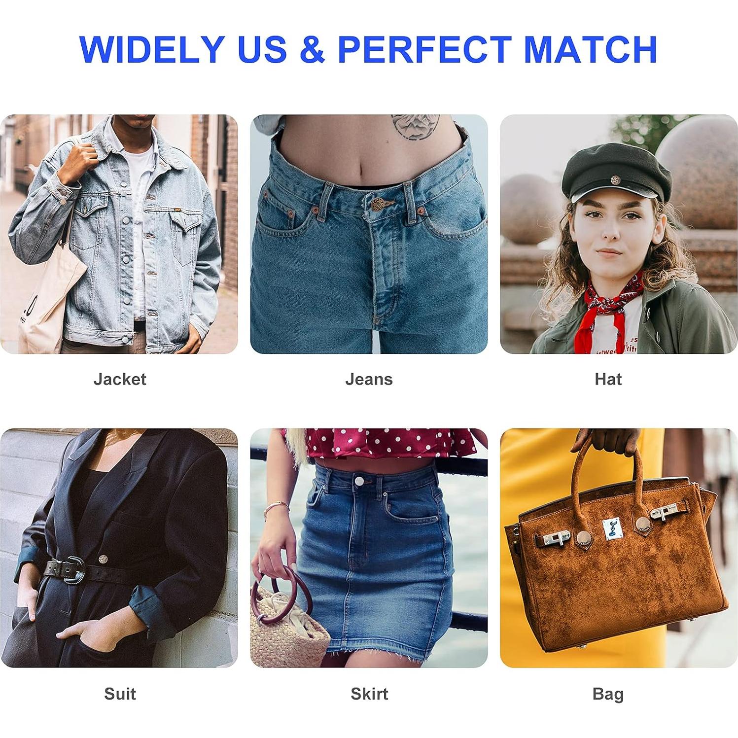 12 Botones Ajustables Metálicos ZHIYONZEE 20mm para Jeans