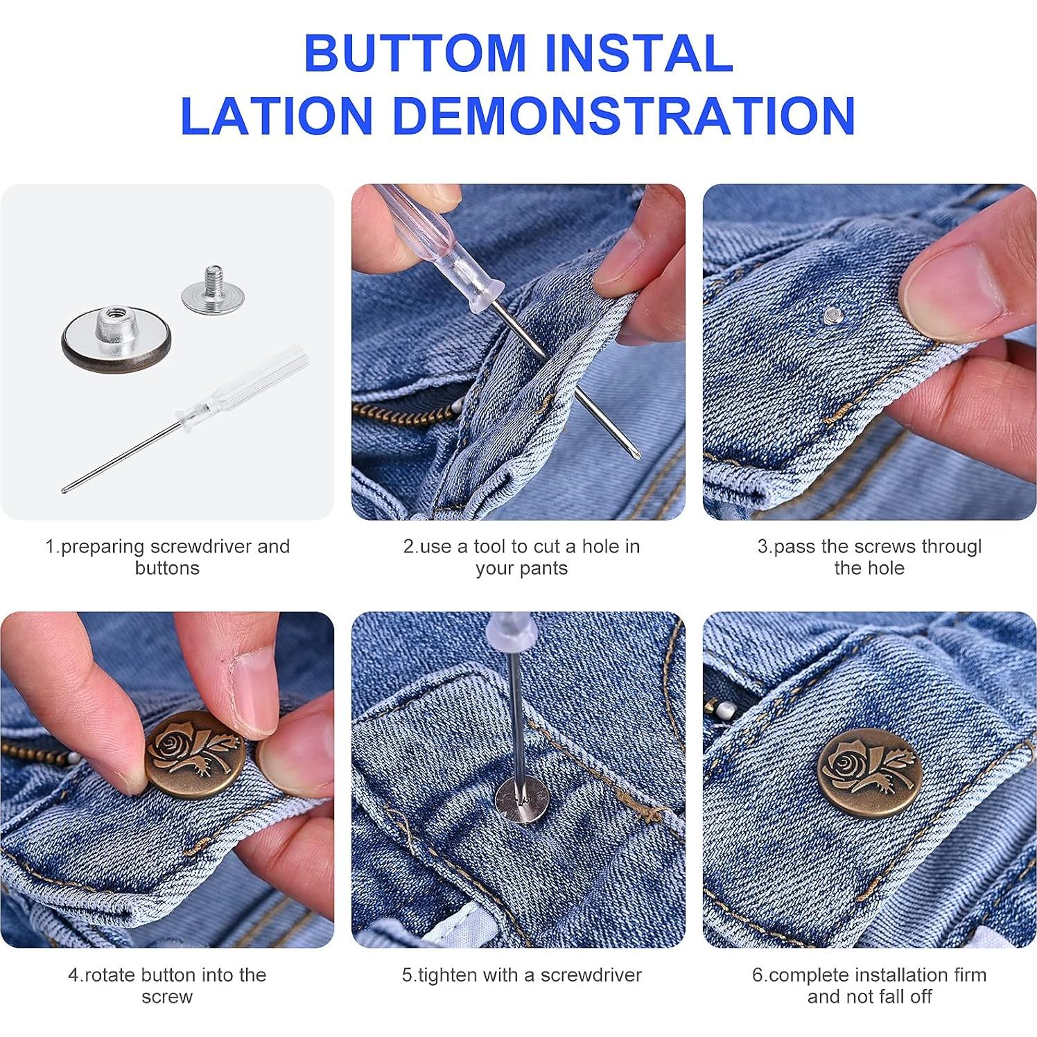 12 Botones Ajustables Metálicos ZHIYONZEE 20mm para Jeans