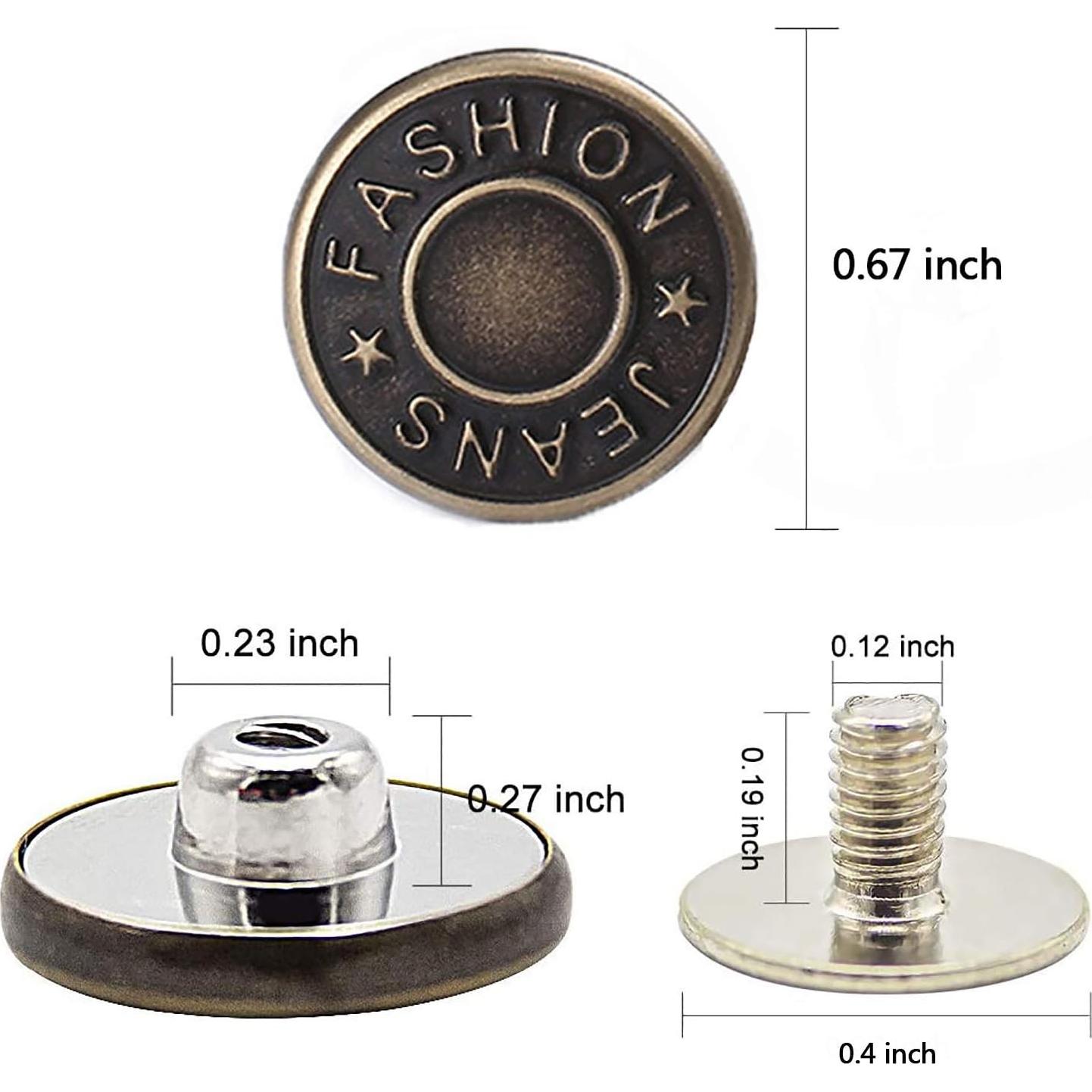 Kit de Botones de Jeans GIYOMI 17mm Metálicos Removibles