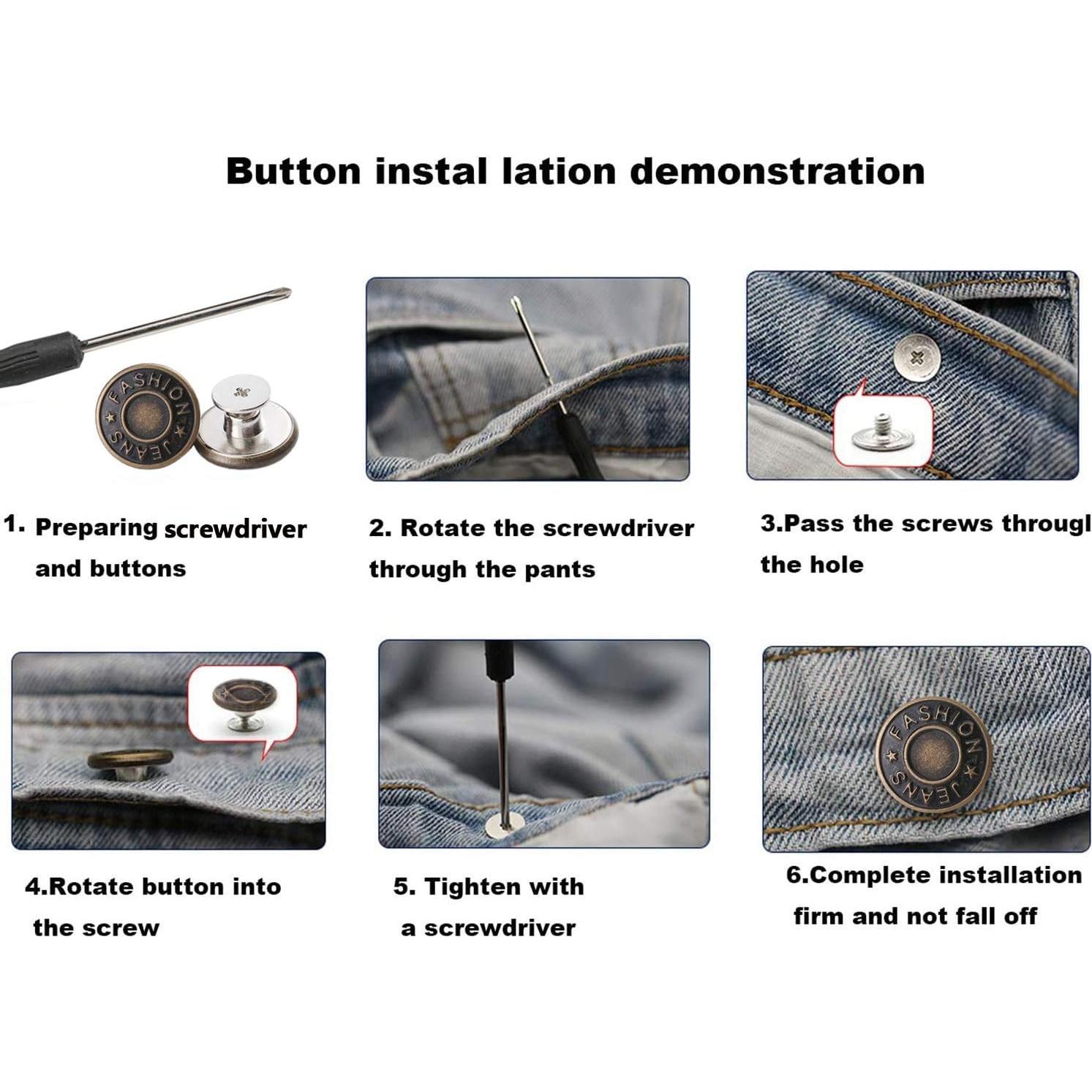 Kit de Botones de Jeans GIYOMI 17mm Metálicos Removibles