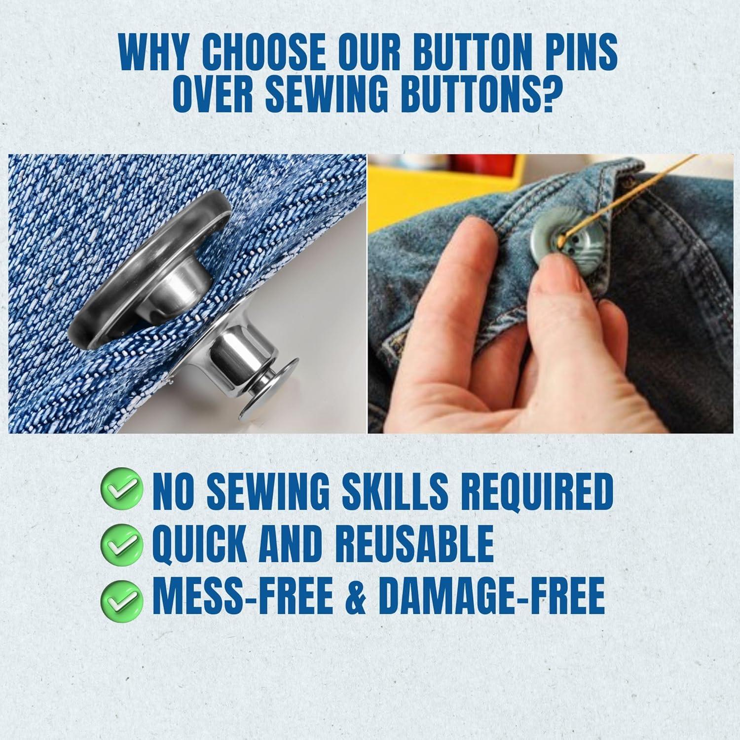 12 Botones Removibles de Plata y Cobre Performore para Jeans