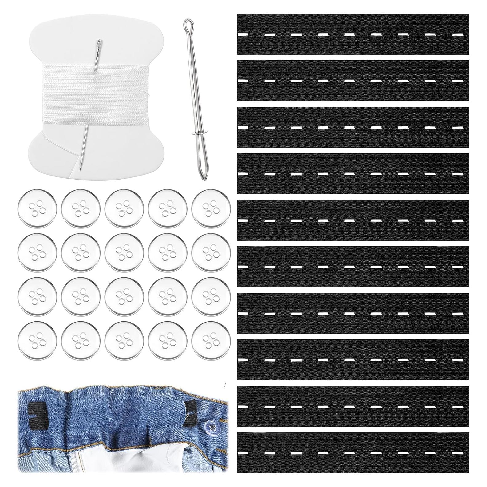 10 Piezas Ajustador Elástico de Cintura LIQWEI Negro