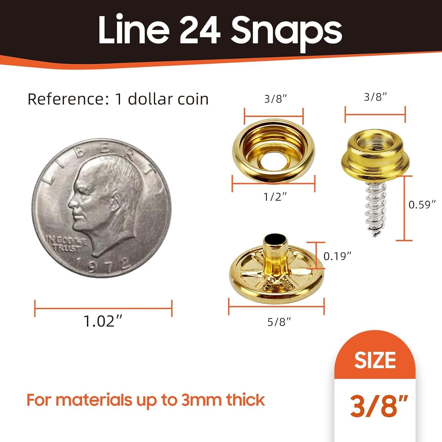 Kit de 160 Botones a Presión HAPDEN 15mm Dorado para Tela