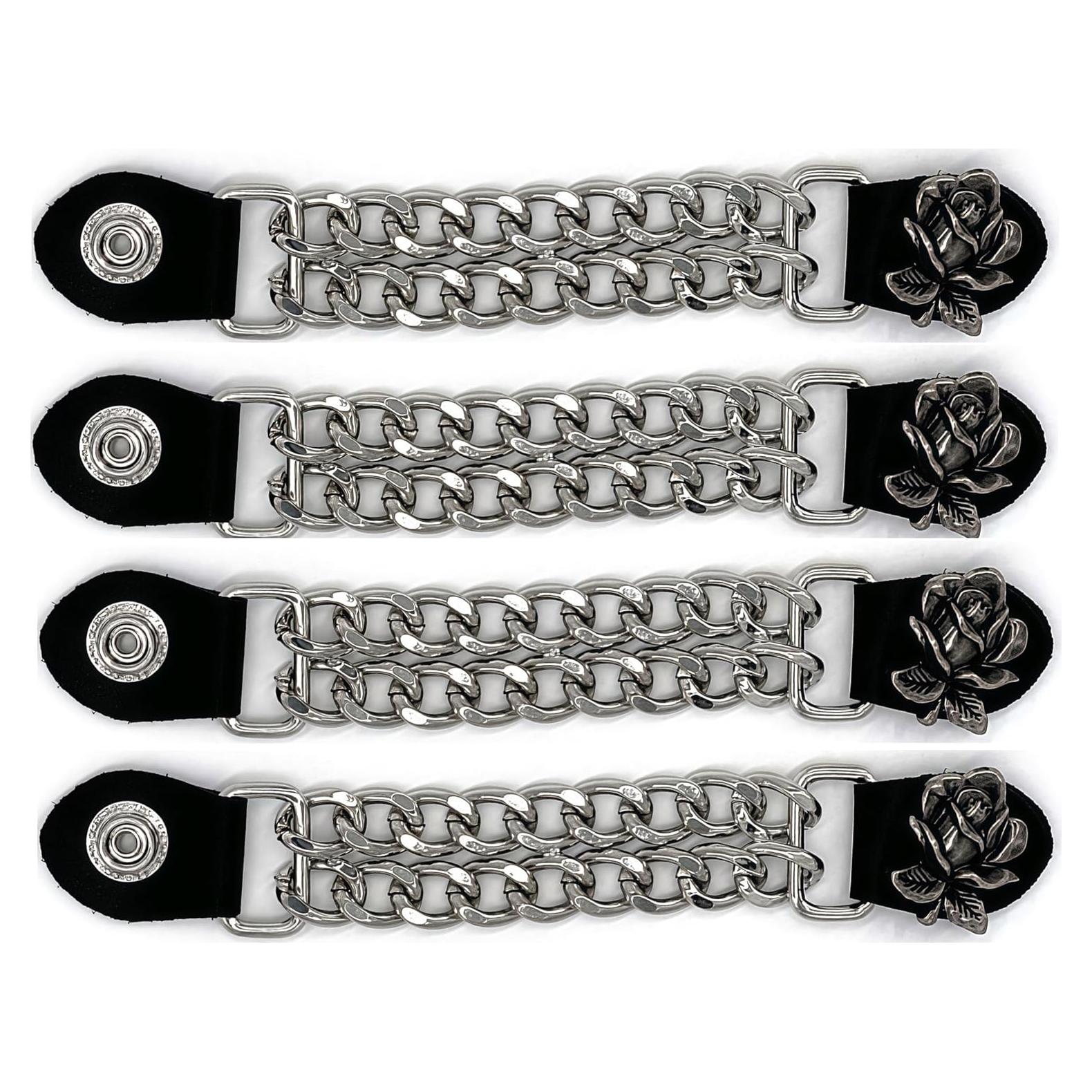 Extensores de Chaleco de Motocicleta 4 PCS - Cuero y Cromo