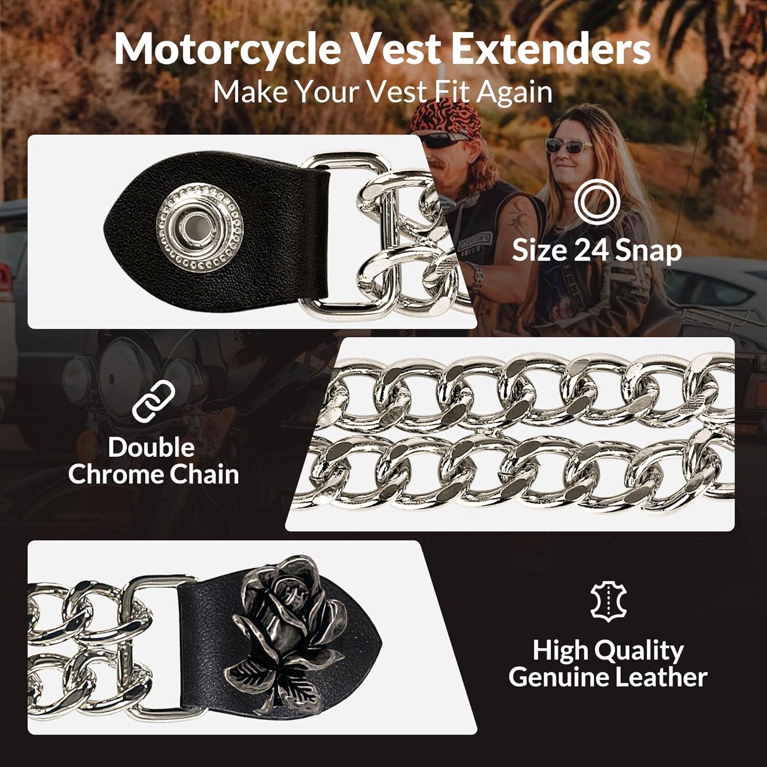 Extensores de Chaleco de Motocicleta 4 PCS - Cuero y Cromo